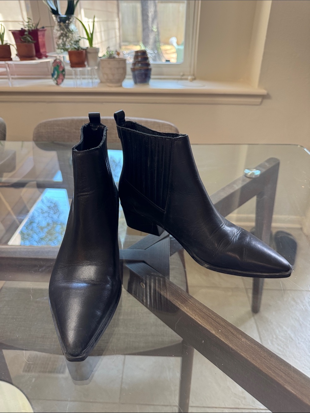 Marc Fisher Black Bootie Pointed Toe Block Heel